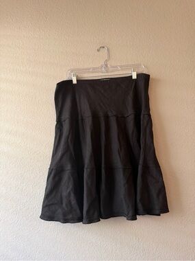 Allen Allen y2k Black Tiered A-Line Linen Skirt Large